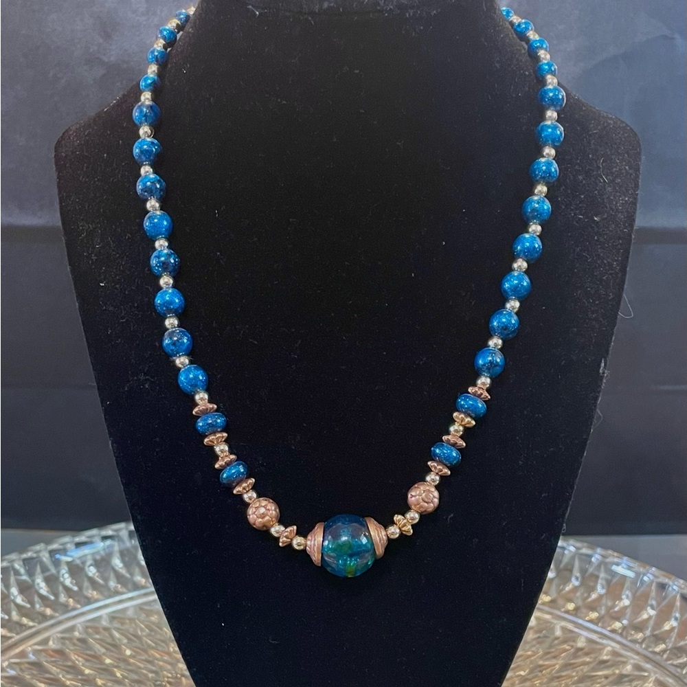 Blue Beaded Statement Necklace